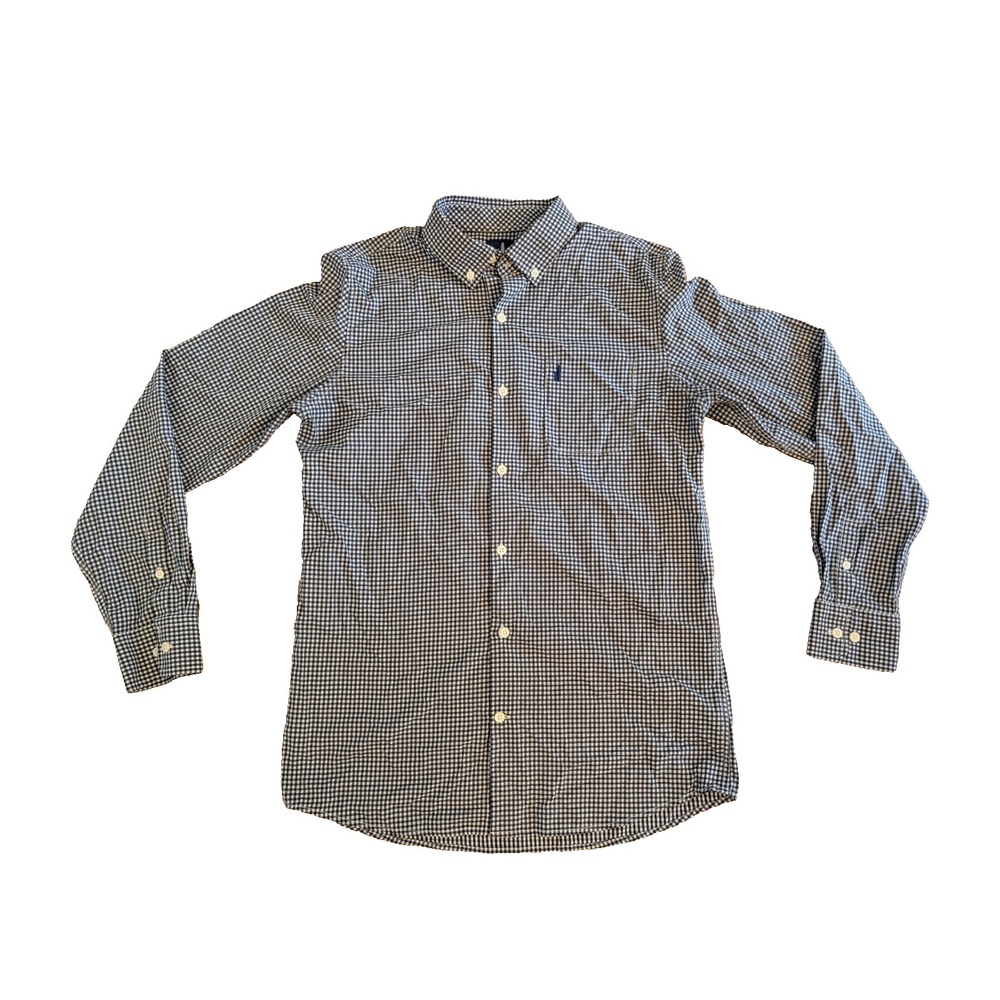 johnnie-O Prep-Formance Button Down Shirt Boys 16 Blue Gingham Performance Plaid